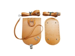 Kit de costura para mochila, base de piel sintética, solapa con correa ajustable para hacer bolsos de ganchillo DIY (marrón).