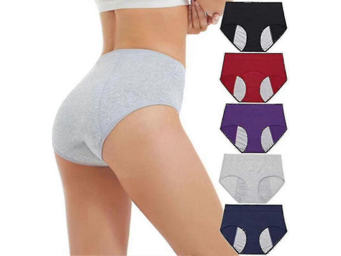 Braguitas menstruales de algodón antifugas para mujer, paquete de 5 unidades