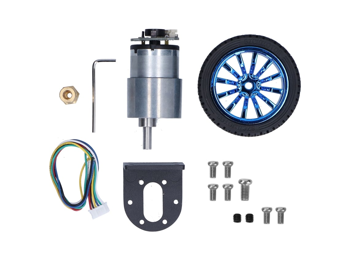 Kit Motor Encoder Com Eixo 6mm E Suporte Para Carro Inteligente Robô Diy Dc6v Jgb37‑52045rpm