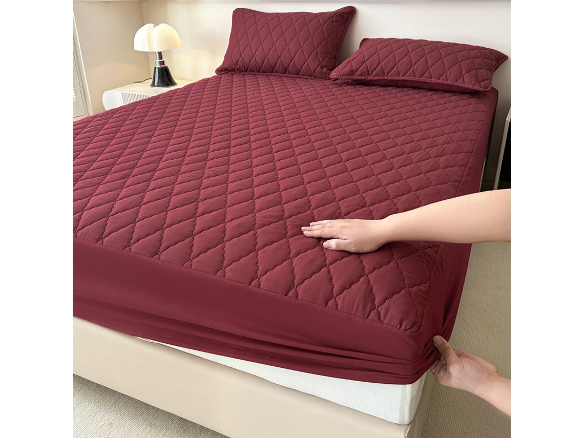 Protector De Colchón De Color Liso Resistente Al Polvo Y Al Agua Para Colchones De 5 A 25cm De Grosor (rojo Vino/137×190cm) Gertiz