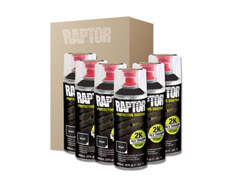 Conjunto 6 Aerosoles DISPIVAL Pintura Raptor 2K Negro (400 ml)