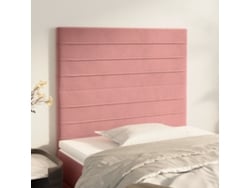 Cabeceros 2 Unidades De Terciopelo Rosa 90x5x78/88 Cm
