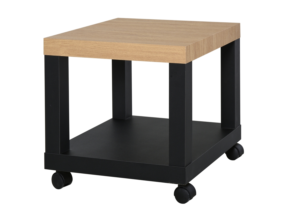 Mesa Lateral Com Rodízios Prateleira Aberta Sala Quarto 40x40x40 Cm