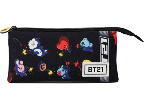 Estuche Triple BT21 Squad HS (Negro - 11x23x10cm)