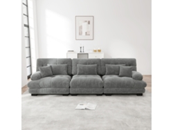 Sofá cama modular de 3 plazas con asiento profundo y tapizado de chenilla para sala, apartamento, oficina o estudio - Muebles grises