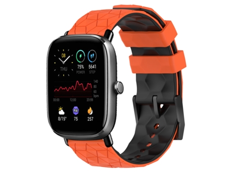 Correa Smartwatch para Amazfit GTS 2 Mini 20mm Textura Fútbol Correa de Silicona Bicolor (Naranja + Negro)