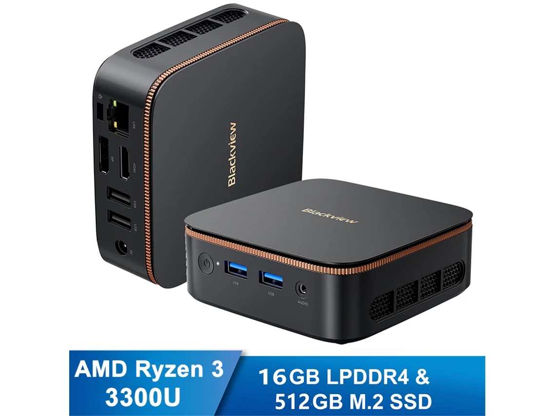 Mini PC Blackview Mp20 AMD Ryzen 3 3300u 16 GB 512 GB 4K UHD Windows 11 Pro Negro