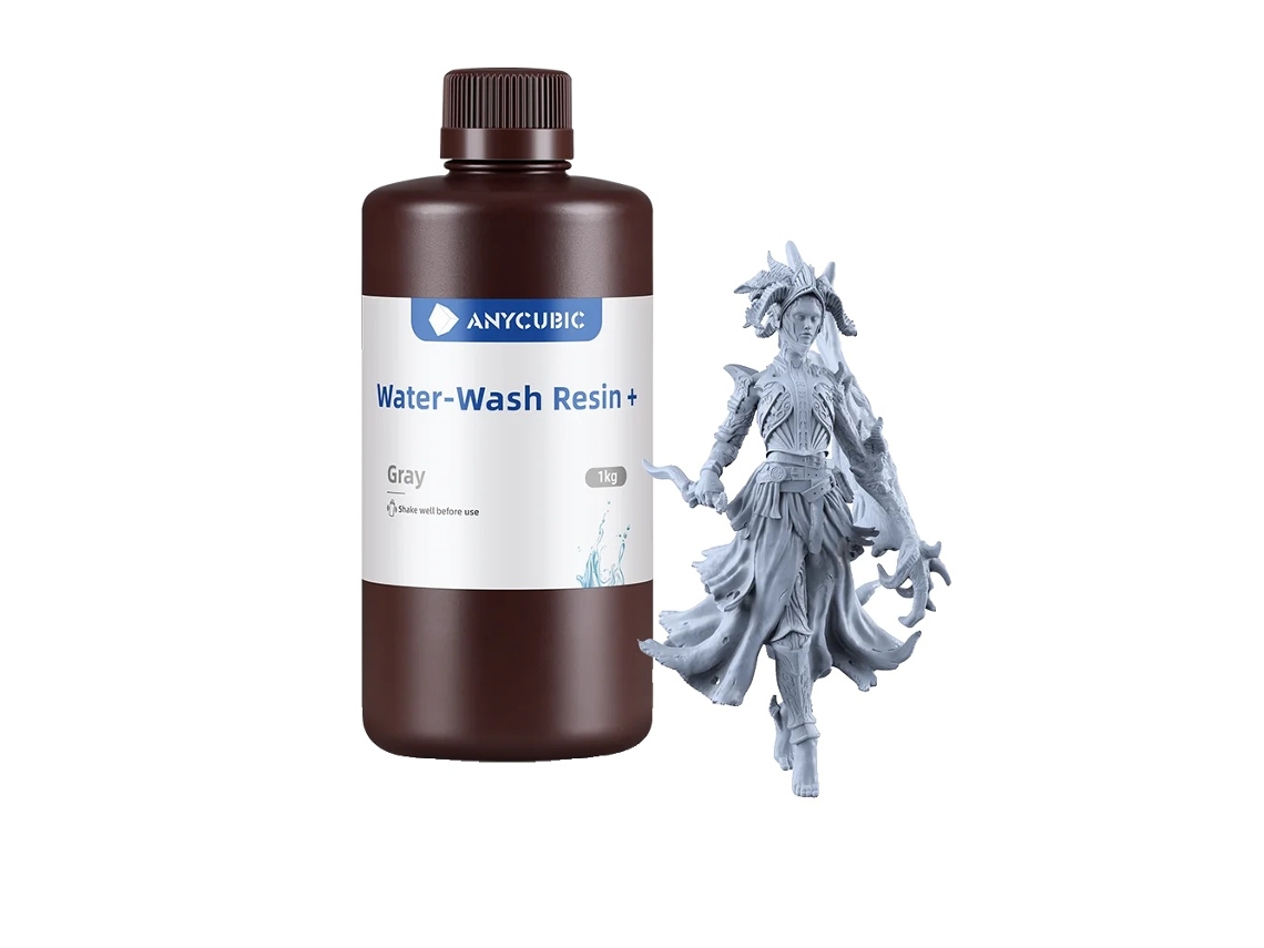 Resina de impresión 3D Anycubic, lavable con agua, resina UV HD gris, 3 kg OEM