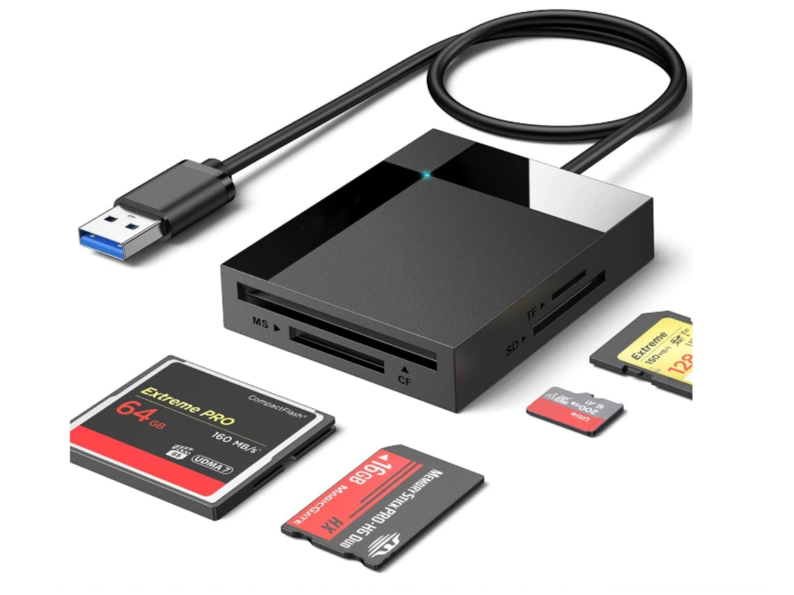 Lector de Tarjetas SD USB 3.0 4 en 1, Adaptador para Tarjetas de Memoria de Cámaras de Alta Velocidad BISBISOUS
