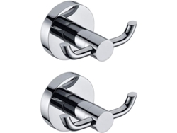 Juego De 2 Ganchos De Pared Modernos De Acero Dulce Cromado Para Toallero, Dos Para Baño