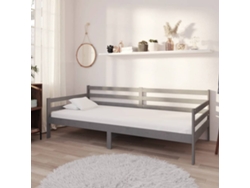 Sofá Cama Con Colchón Madera De Pino Maciza Gris 90x200 Cm