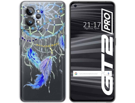 Carcasa para Realme GT 2 Pro 5G TUMUNDOSMARTPHONE Dibujos Transparente Plumas Multicolor