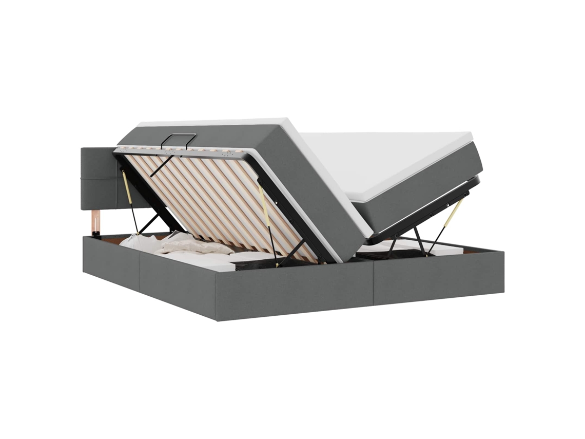Maison Exclusive - Cama De Almacenamiento Led Con Colchón Gris Oscuro 180 X 200 Cm