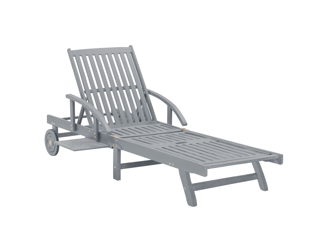 Tumbona Lounger de Jardín Madera de Acacia Maciza Gris