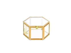 2026-31072-caja De Joyería De Vidrio Oro Hexagonal Para Anillos Pendientes Decoración Display Organizador