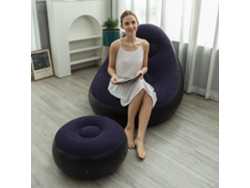 Sofá inflable con otomana para casa, jardín y viajes con bomba de aire Digitallab (azul marino - 116 x 98 x 83 cm)