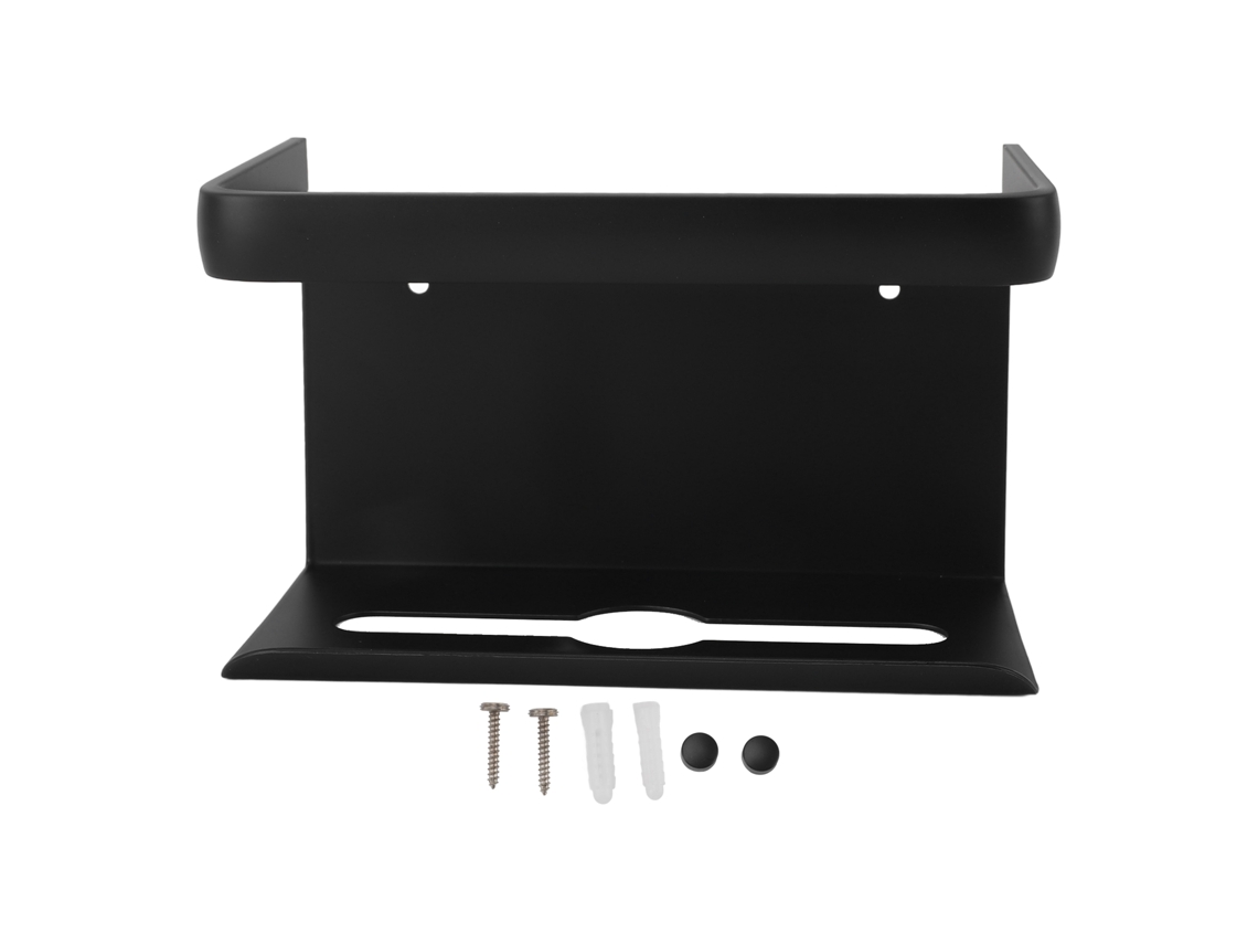 Portavasos de pared para papel higiénico, mueble de baño de aluminio, color negro