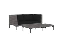 Maison Exclusive - Muebles Jardín 3 Pzas Ratán Sintético Semicircular Gris Oscuro