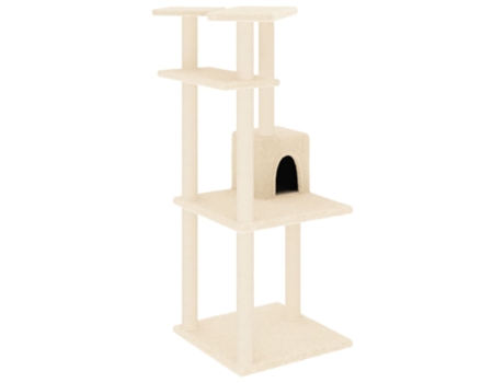 Rascador para gatos con postes de sisal color crema 123 cm VIDAXL