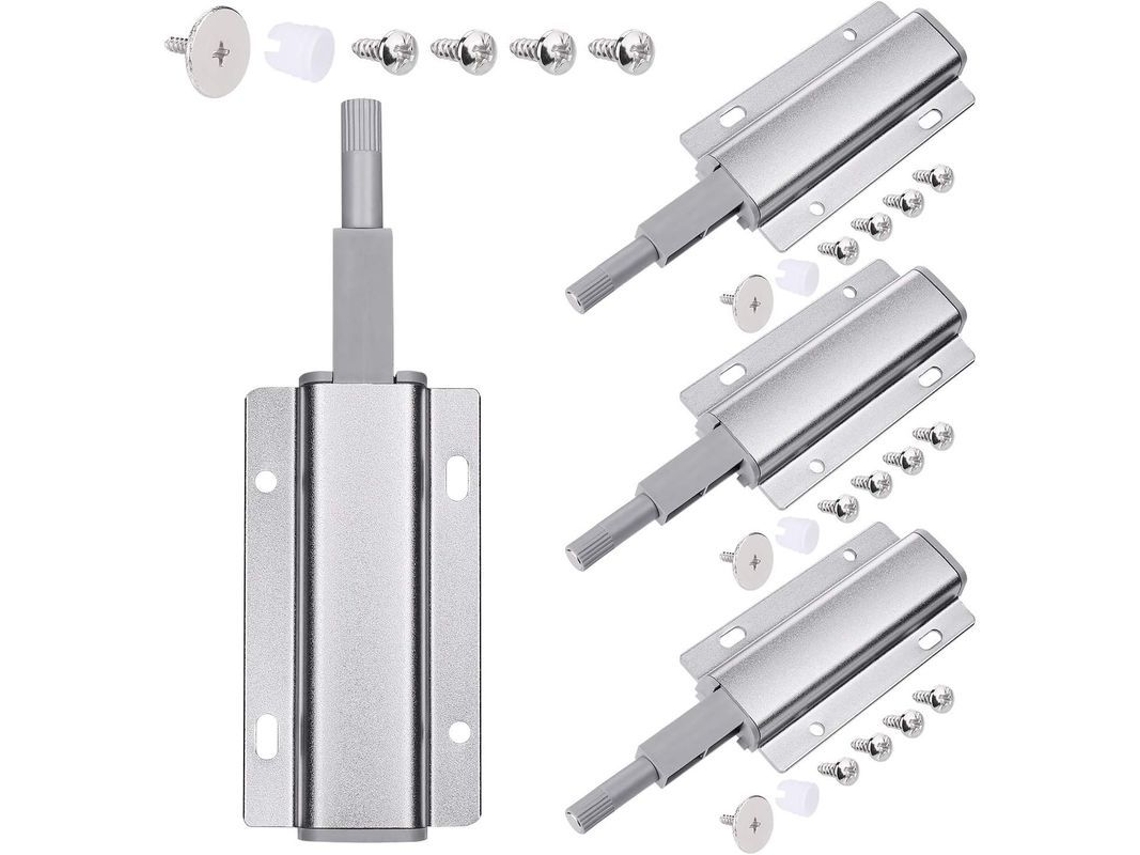 Cerradura Magnética De Apertura Por Presión Con Mecanismo De Cierre Suave, 4 Piezas, Para Puertas De Armarios, Cajones Y Muebles, Color Plata.