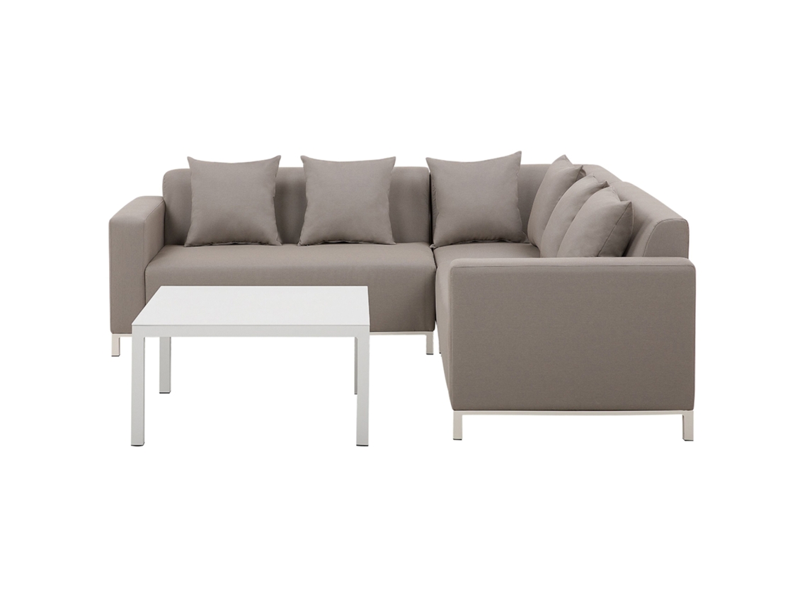 Conjunto de muebles de jardín modular gris/beige izquierdo BELIANI Belize