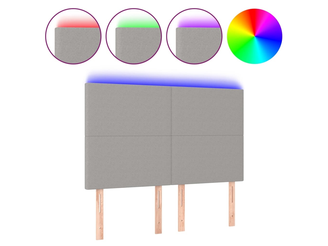Cabecero con luces LED, tela gris claro, MAISON EXCLUSIVE (144x5x118 cm)