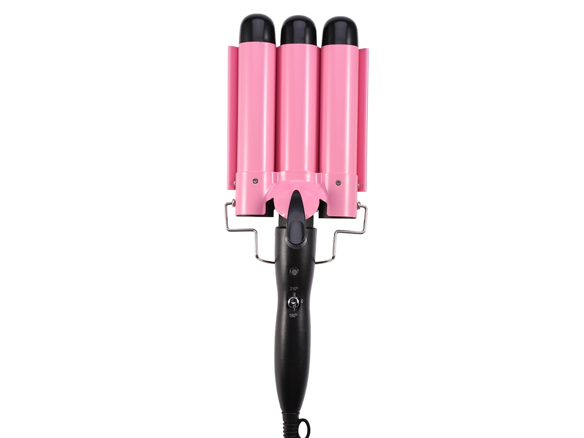 Plancha De Rizado De Cerámica Turmalina Ajustable En Temperatura Con Triple Tubo (32mm) Para El Cabello