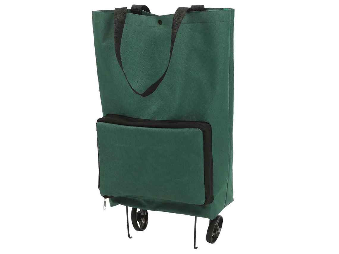 Carrito de compra plegable con ruedas, gran capacidad, forma rectangular, verde, 48,00 x 28,00 x 18,00 cm, paquete de 1 unidad.