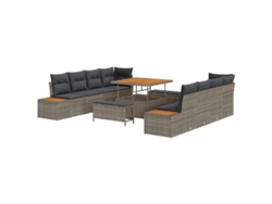 Maison Exclusive - Conjunto de sofás de jardín de 11 piezas, ratán sintético gris