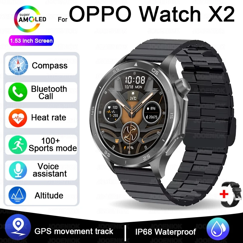 Smartwatch com Gps, À Prova D'água, Bússola, Monitoramento de Saúde e Chamadas Bluetooth. MDUG (68 Aço Preto)