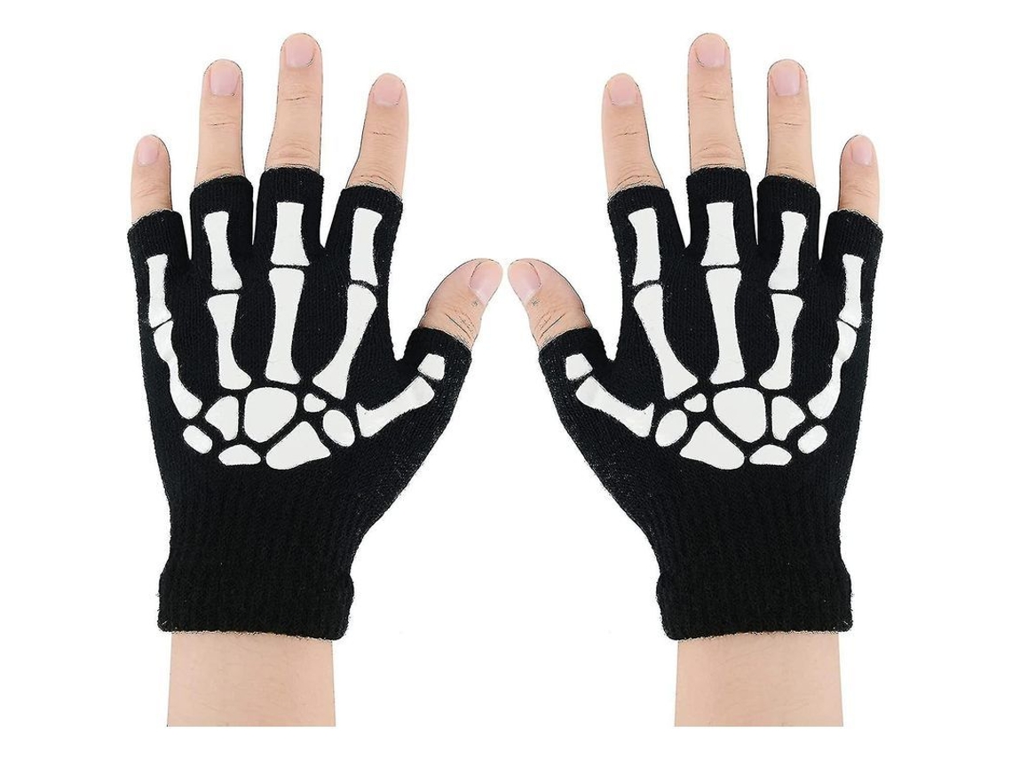 2026-guantes De Esqueleto Luminosos Elásticos Sin Dedos O De Dedos Completos Para Disfraces Un Par Unisex