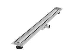 Canal de ducha en acero inoxidable alicatable 90 cm y sifón juego completo plata plana LUXEBATH