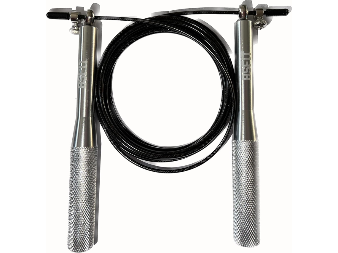 Cuerda para saltar de velocidad profesional de aluminio BSFIT. Salta hacia la excelencia con accesorios para cuerda de salto de velocidad, boxeo (aluminio gris).