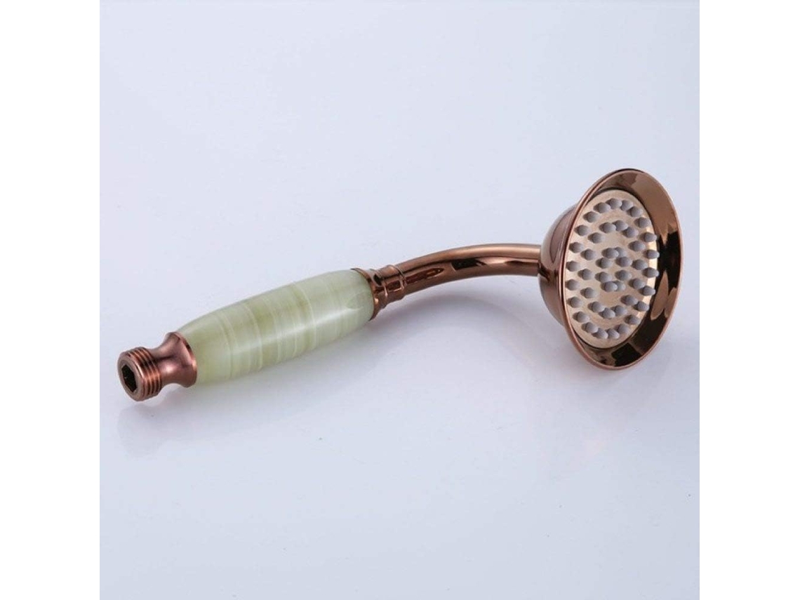 05, Cabezal De Ducha De Bronce Antiguo Con Ducha De Mano Y Soporte De Cobre.