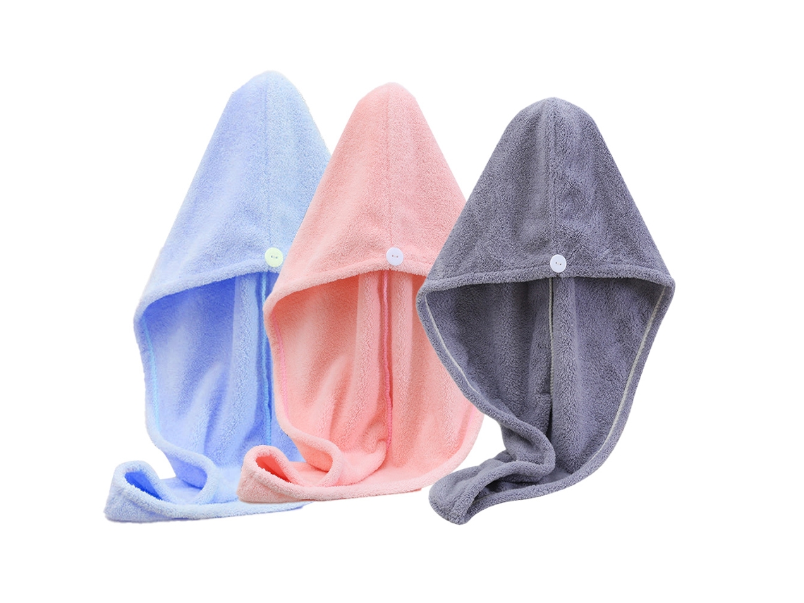 Juego de toallas Kofihety cabello absorbente secado rápido - 3 piezas (25x15x6 cm)