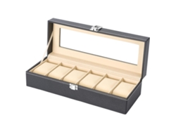Caja para 6 Relojes con Compartimentos y Cojines Extraíbles Funda de Cristal Piel Sintética 6 Relojes CUICH