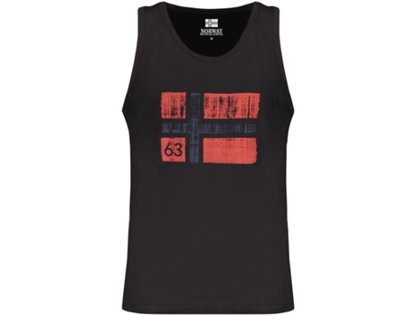 NORUEGA 1963 Camiseta Cableada Negra Tank Top Hombre L