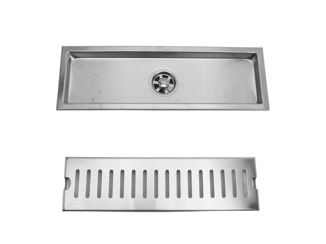 Desagüe de ducha lineal rectangular de 12 pulgadas en acero inoxidable 304