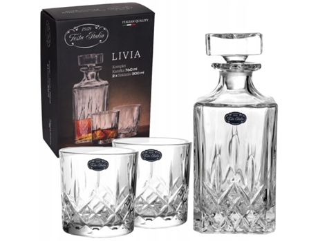 Set Decantador de Whisky licores 2 Vasos FESTA ITALIA