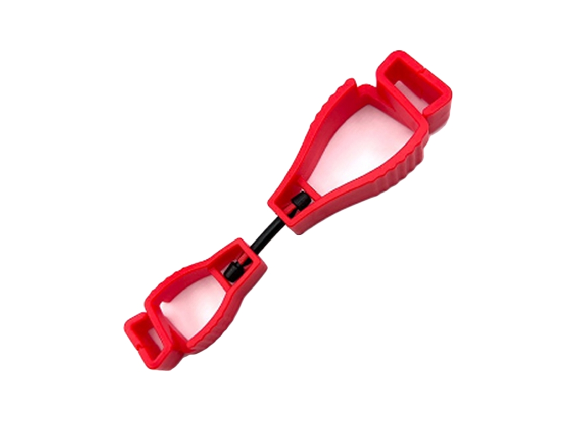 Clip para guantes de plástico portátiles, reutilizables, multifuncionales y de manos libres (rojo)