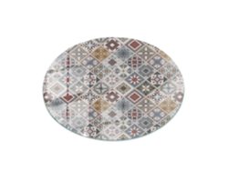 Tablero redondo de cristal (50 cm - Diseño de mosaico con adornos - Gris)