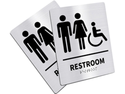 Juego De 2 Letreros Plateados Unisex Para Baños (para Hombres Y Mujeres) Para Restaurantes.