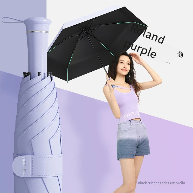 Paraguas De Vinilo Con Mango Telescópico, Protección Solar Y Resistente A La Lluvia (morado 6k)