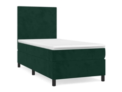 Maison Exclusive - Cama Box Spring Con Colchón Terciopelo Verde Oscuro 90x190 Cm