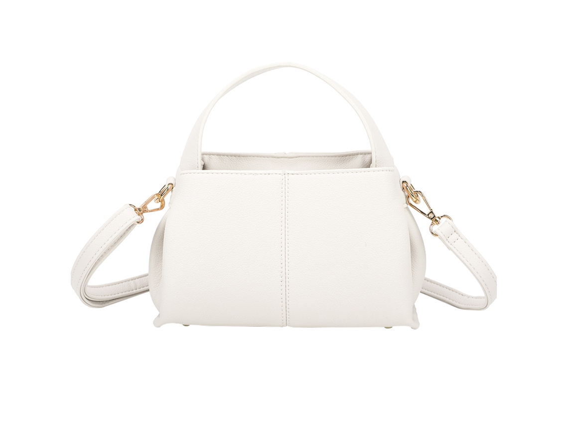 Bolso de mano para mujer con textura, asa corta rígida y correa de hombro blanca Gallantry