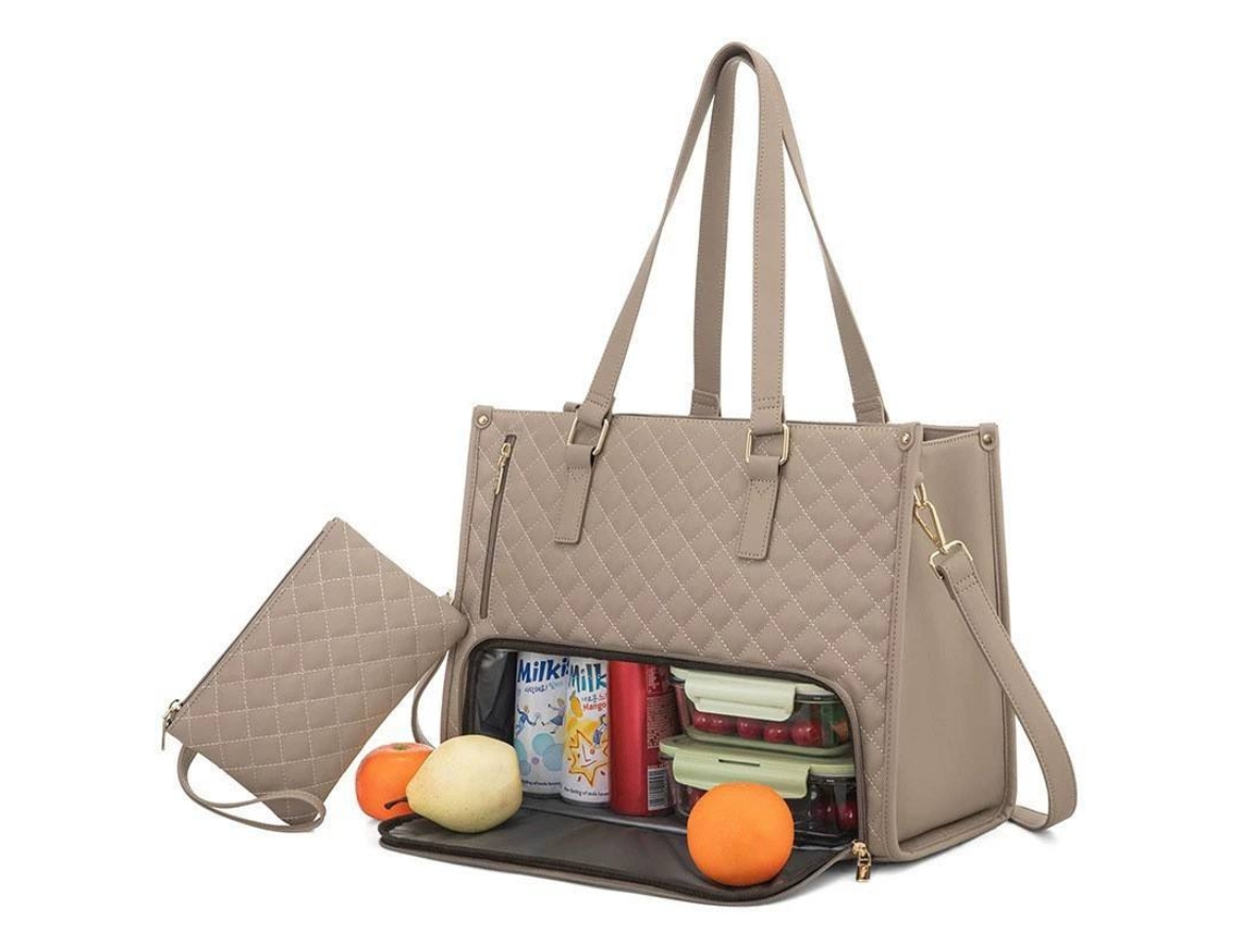 Bolsa térmica para el almuerzo para mujer, para portátil de 15,6 pulgadas, con compartimento térmico para refrigerios (caqui) Eifson