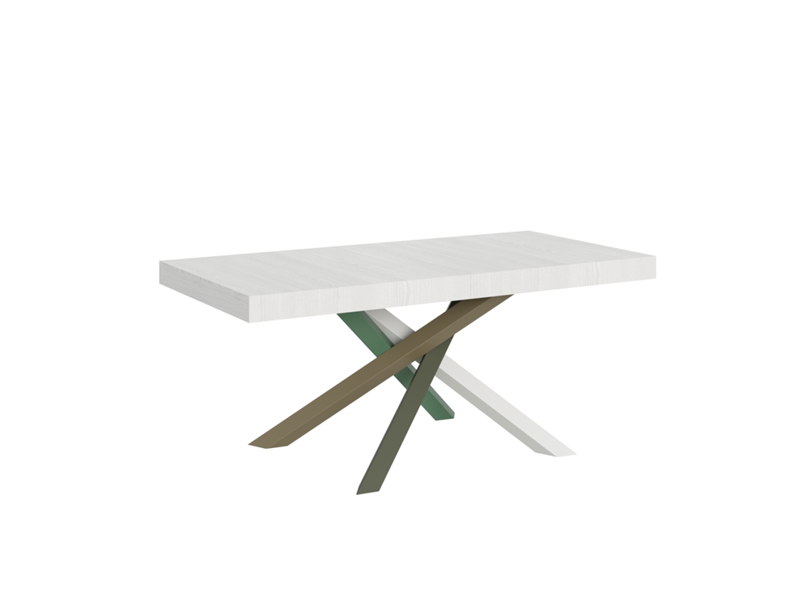 Mesa Extensible 200/304x90 Cm Volantis Blanco Fresno Patas Multicolor 4/a Itamoby