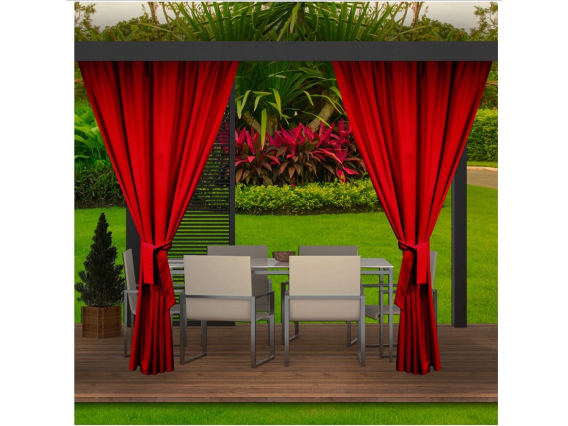 Cortinas Exterior 2x155x220cm Rojas Cortina para Pérgola Impermeable Cortina exterior para terraza Cortina parasol para balcón