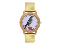 Reloj De Pulsera Unisex Sencillo De Acero Con Números Romanos Dorados - Zhoulianfa