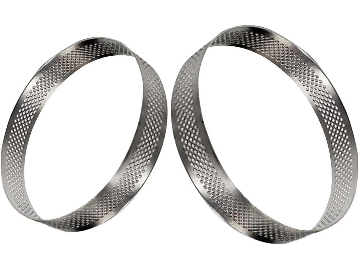 Aros Perforados Para Tartaletas De 2 Piezas, Moldes De Repostería Antiadherentes Y Duraderos De Acero Inoxidable.